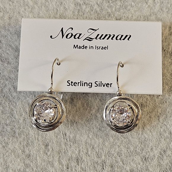 Noa Zuman Made in Israel Sterling Silver Zirconia Earrings - Picture 4 of 13